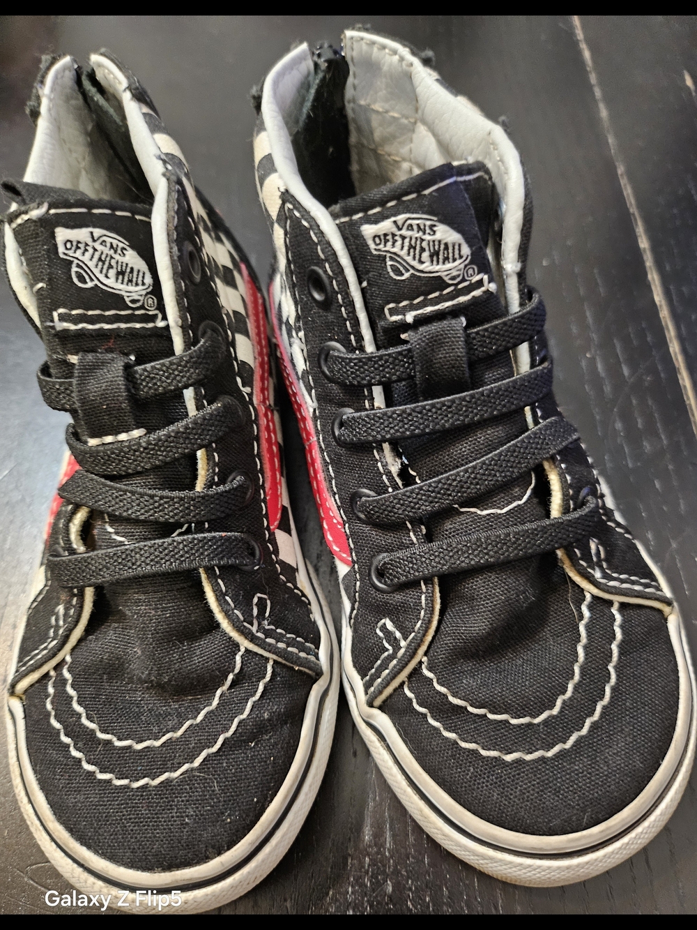 Vans Kids Black & Red High-Top Skate Shoes